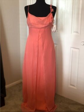 Avalon Coral-Peach Maxi Dress with Floral Strap